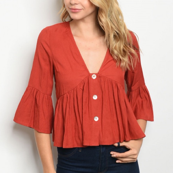 Cropped Button Blouse